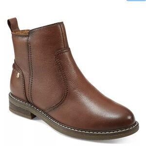 Easy Spirit Women's Eflex Juna Block Heel Casual Booties Med Brown Leather Sz 11